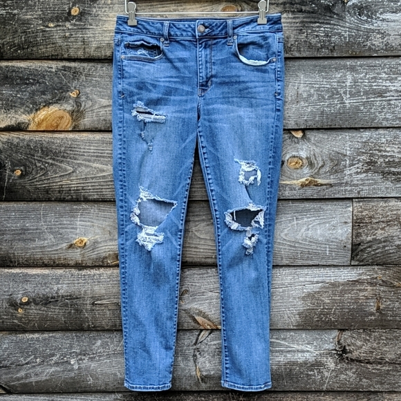 American Eagle Outfitters Denim - AEO Skinny Super Stretch X Distressed Blue Jean